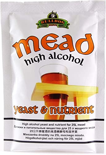Bulldog Trocken Methefe + Hefenährsalz 28g/25L - Hefe fur Metwein, Hefe zu Honig, Weinhefe