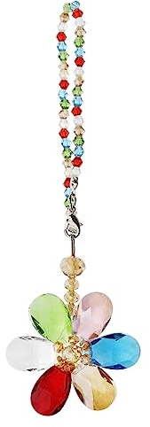 Create idea Multicolore Fleur Attrape-Soleil Ornement Suspendu en Cristal de Pendentif de Rétroviseur de Voiture Accessoires Décoration de Charme Intérieur Automobile 15cm/5.9 Pouces de Longueur