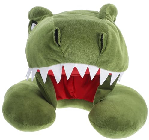 Veemoon Hooded Dinosaur Neck Pillow Plush Travel Cushion for Boy Girl Adults Soft Cervical Pillow with Privacy Hood for Comfortable Sleep Airplanes Cars Trains
