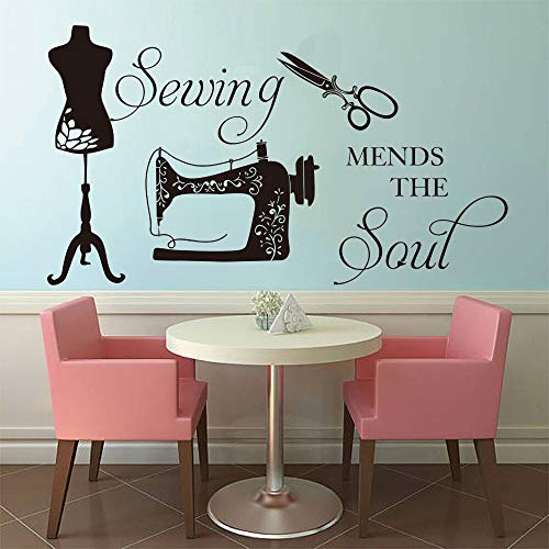 Sewing Machine Wall Sticker Wall Decoration Scissors Vinyl Appliqué Clothing Store Decoration Needlework Mural 25X42Cm