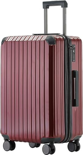 Münicase XL Hartschalenkoffer 76 cm Erweiterbar mit TSA-Schloss, Leise Doppelrollen, Großer Reisekoffer, Weinrot