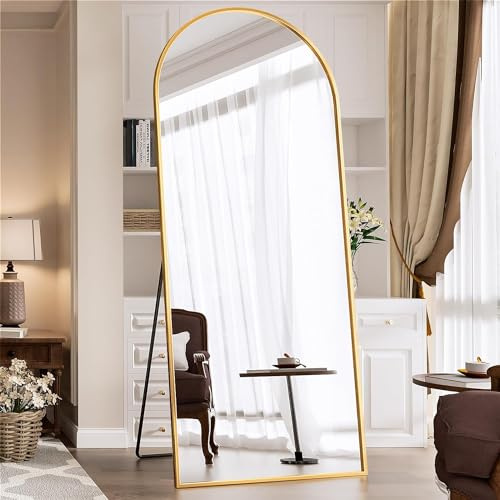 Antok Ganzkörperspiegel, Standspiegel in Voller Länge Wandspiegel mit Aluminiumlegierung Rahmen und Bruchsichere Glas Gewölbter Bodenspiegel für Wohnzimmer, Ankleide