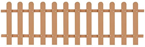 Gecheer WPC Lattenzaun WPC-Zaun Zauns Mit insgesamt 12 Latten,Vorgartenzaun Friesenzaun Zierzaun 200 x 60 cm (L x H) als Gartenzaun,Holz-Kunststoff-Verbundwerkstoff (WPC),Einfacher Zusammenbau,Braun