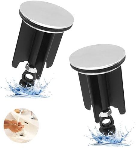2PCS Pop Up Sink Plug Replacement - Universal 40MM Drain Stopper, Adjustable Height, Strong Seal For Bathroom & Kitchen