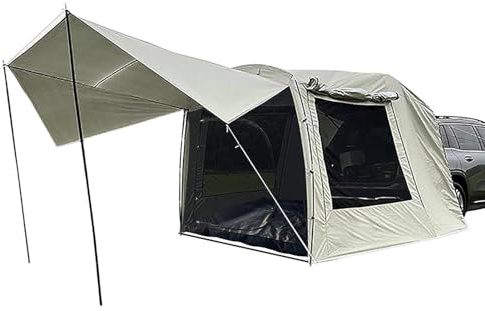 SUV tältfastsättning för camping, Oxford hopfällbart 4-personers tält med skärmrum för camping, biltält baklucka skugga markistält för utomhusbilar