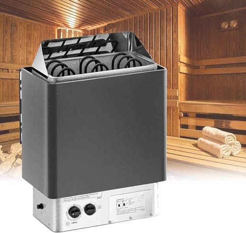 Calentador de sauna para el hogar, 3-9kw 30 a 110 °C Termostato de protección contra sobrecalentamiento Calentador de sauna, Estufa de sauna 200V-240V, 2 modos Temperatura Tiempo Horno de sauna 3KW