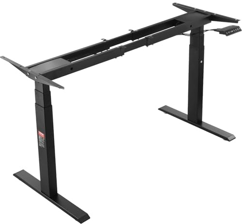 VEVOR Marco de Escritorio de Pie con Motor Dual Altura Ajustable 65-129 cm Patas Eléctricas para Escritorio Longitud de 110-178 cm Base de Estación de Trabajo para Hogar, Oficina, Solo Marco, Negro