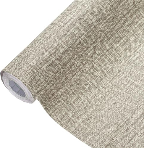 Sourcing Map Grasscloth Peel & Stick Wallpaper - 15.7x197 Self-Adhesive Textured Wallpaper - Waterproof for Desk, Wardrobe, Countertop, Cabinet - Light Brown