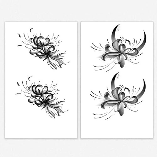 2 Pieces Of Red Spider Lily Tattoo Stickers Waterproof Long-Lasting Sexy Simulation Herbal Juice High-Grade Ink