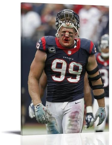 ARKR JJ Watt American Football Poster, Wandkunst, dekoratives Gemälde, Schlafzimmer, Gemälde, Poster, 40 x 60 cm, Rahmenstil