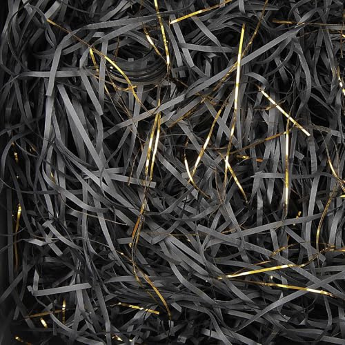 TXXATX 270g Geschreddertes Papier Füllmaterial Geschenk Schwarz Hamper Shred Raffia Verpackungsmaterial Füllmaterial Geschenk Füllung für Pakete Geschenkbox Präsentkorb DIY Dekorations