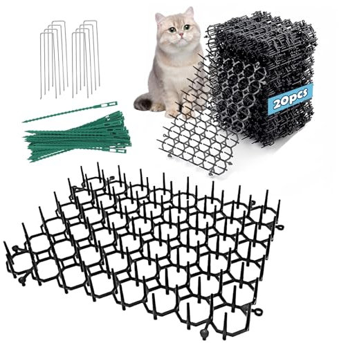 Katzenschreck Matte, Katzenschreck für Katzen, Innenbereich, 15,2 x 20 cm, mit Spikes, Streusel, Grababschreckung für Hunde, Katzenabwehr, Innenmöbel, Outdoor für Garten und Zaun mit 8 U-Heftklammern,