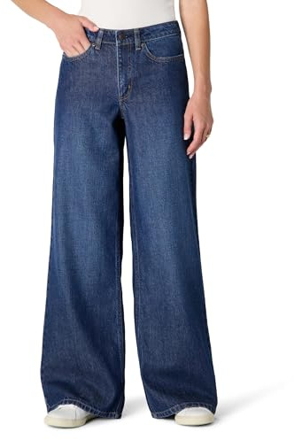 Amazon Essentials Jeans a Vita Media Ultra Morbidi a Gamba Larga Donna, Lavaggio Ombré Scuro, 44