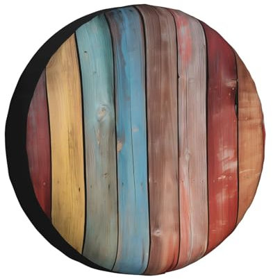 Reifen-Aufbewahrungstasche Vintage Holz Gestreift Reifenschutzabdeckung Staubdicht Schutzbezug Uv-Schutz Reifenhülle Für Anhänger Caravan Ersatzradreifen 17 inch