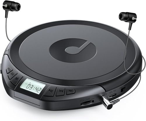 Gueray CD Spieler Tragbarer CD-Player Persönliche CD Players mit Kopfhörer LCD Display Anti-Skip Schutz HiFi Klassischer CD Musikplayer PROG-Speicherfunktion CD-Players für Auto Zuhause