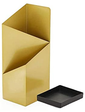 GZSLKSCD Paragüeros de pie de 20 x 25 x 60 cm, paragüero de Metal, Soporte Dorado para Suelo, con Bandeja de Goteo y Soporte para bastón.
