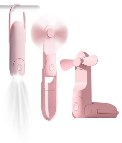 Trongle Mini Handventilator, 3-in-1 Handventilator Wiederaufladbarer USB, mit 3 Windgeschwindigkeit & Taschenlampe, Powerbank, 22 Stunden, Tragbarer Ventilator für Reisen, Büro