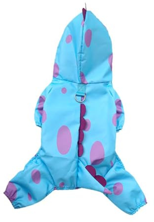 Dualoai Hunde Regenmantel, Hundekleidung, Ganzkörper, Kleiner, Mittelgroßer Hund, mit Leinenloch, 4 Beine, Transparente Kapuze, Außen, Regenbekleidung, Ponch, L