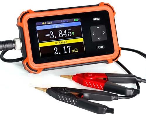 SURLABA Batterie Innenwiderstandsmessgerät, Autobatterie Prüfgerät mit Four Wire Misst Spannung Ohm 0,1mΩ~100 Ω/DC±100V Ideal für 18650, Blei-Säure, Lithium-Ionen, Lithium-Eisenphosphat