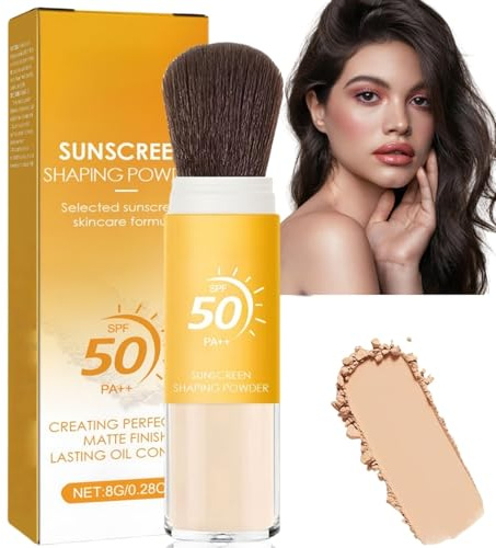Sunscreen Setting Powder,SPF 50 Powder Sunscreen for Scalp,Suncream Brush,Scalp Sunscre/en Powd/er,Natural Matte Finish Sunscr/een,Mineral Face Pow/der,Sun Protection Pow/der,Sunscr/een Matte Po/wder