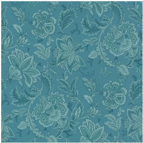 YöL Exquisite Turquoise Teal Floral Motif - Modern Versatile Contemporary - Lounge Dining Room Living Room - Washable Strippable - 10.05m x 53cm - Paste The Wall Non Woven Wallpaper