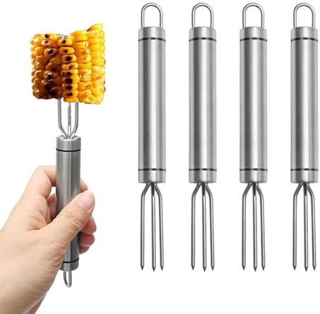4 PCS Corn on The Cob Holders, Stainless Steel Sweetcorn Holders for Barbecue, Picnic and Family Dining, Modern Corn on The Cob Skewers