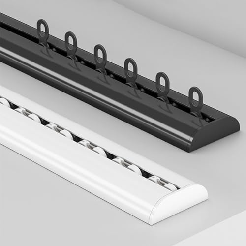 MNBVH Pista di Tenda del soffitto, Binario in Alluminio, Nero, Bianco, Pista per Tende scorrevoli per Il Bagno per la casa in Ufficio divisore