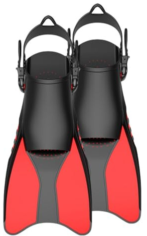 ENEN Pinne Corte Nuoto Piscina Regolabili Taglia 38-47, Pinne Snorkeling in Silicone Morbide per Allenamento Unisex per Bambini e Adulti Uomini Donne per Nuoto Snorkeling (L/XL(42.5-47),Q4 Rosso)