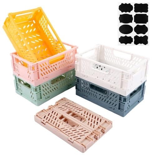 LOLYSIC 12 Stück Faltbare Aufbewahrungsboxen aus Kunststoff – Klappbox Mini 15x10x5.7 cm, vielseitig einsetzbar als Klappkorb für Küche, Bad, Büro, Schlafzimmer, Schublade & Klassenzimmer
