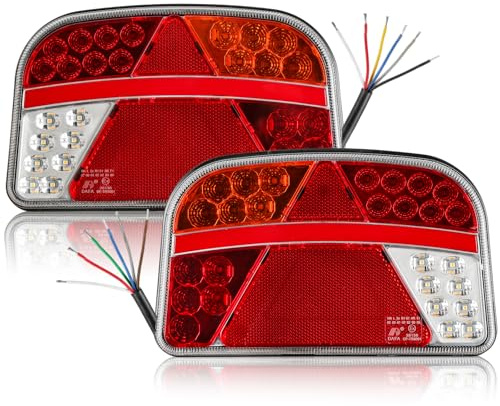 DARKGUARD LED Rückleuchten Anhänger 12V 24V Rückleuchten für Anhänger Set Vollständig 7 Funktionen Rücklicht Anhängerbeleuchtung Heckleuchten ECE Wasserdicht
