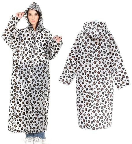 yolzhxe 2 Pièces Poncho Imprimé Léopard Tendance, Imperméable Cape de Pluie Taille Unique, Unisexe Respirant Poncho Pluie, Pour Vélo, Randonnée, Camping, Concerts