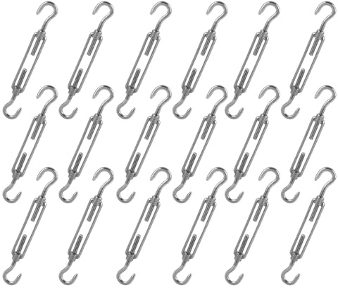LOLYSIC 18 Stück Spannschloss M6 Seilspanner Edelstahl, Spannschlösser, Seilspanngarnitur, Drahtseil Spanner, Wäscheleinenspanner Spannhaken für Sonnensegel Spanner Seilsystem Gartendraht Zaunspanner