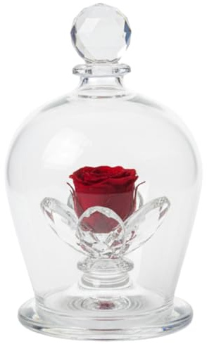 Debora Carlucci Rosa Stabilizzata in Campana di Vetro con 3 Petali – Fiore Eterno in Vetro Cristallo, Idea Regalo Elegante, Bomboniera di Lusso, Made in Italy – 15x10 cm (Rosso)