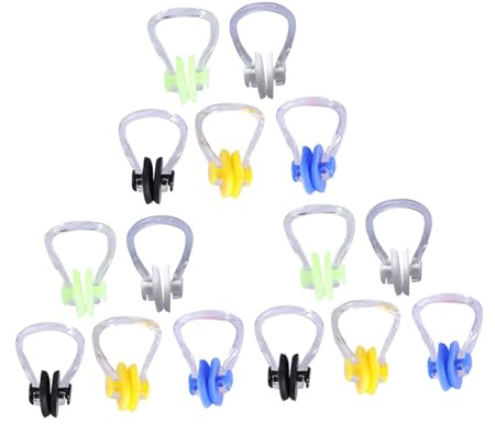 SOPOTUTU 9 Pièces Pince-Nez de Natation Silicone Multicolores Bouchons Étanches Confortables Clips pour Nageurs Adultes et Garçon Fille Protection Nasale pour Piscine et Plongée