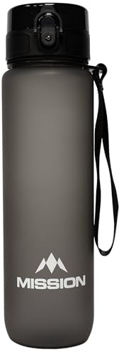 Mission Darts | Sports Water Bottle | 1000ml/32oz Capacity | BPA Free | Eco Friendly | Leakproof | For Multi Sports Use | Multiple Colours Available (Black)