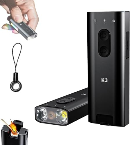 K3 Ultramulti EDC Keychain,Ultralight 40g Multifunctional Headlamp,800 Lumen Main Light,Magnetic Clip, USB-C Rechargeable, IP65 Waterproof for Outdoor, Emergency, Repair, Photography (Black)