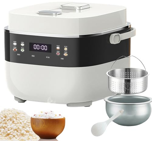 Cuociriso a Basso Contenuto di Zuccheri 3L – Mini Cuociriso in Ceramica per 2–5 Persone, Controllo Touch Digitale, Multicooker 8-in-1 con Timer 24h e Funzione Mantieni in Caldo