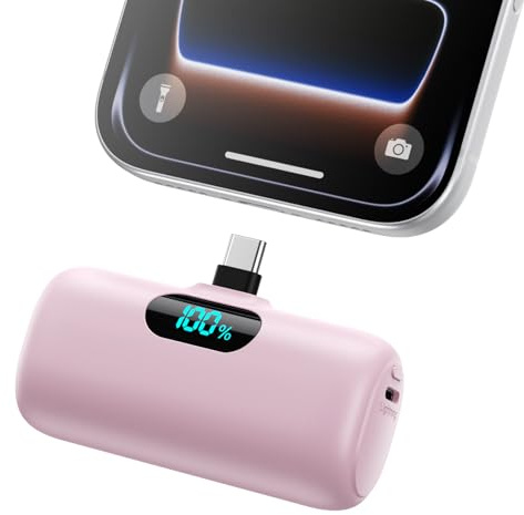 Mini Power Bank USB C 5000mAh, Ultra Compacto Powerbank 15W PD Carga Rapida Cargador Portátil Batería Externa Compatible con iPhone 17/16/15 Serie, Samsung, Xiaomi, Huawei, Switch USB C Teléfonos etc