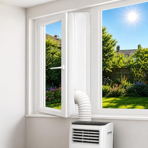Junta universal para ventanas de aire acondicionado portátil, 400 cm, cierre de cremallera y cinta adhesiva, sin agujeros para ventanas, tragaluces, aire acondicionado, accesorios para secadores de