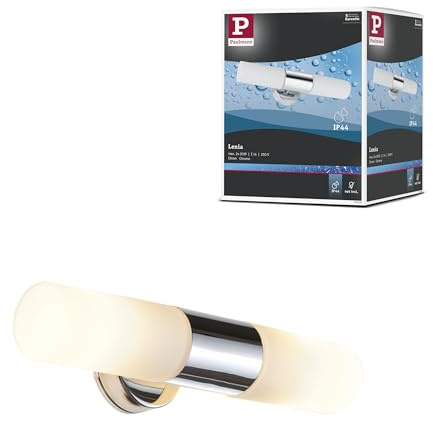 Paulmann 70350 WallCeiling Lenia IP44 max.2x20W E14 Chrom/Opak 230V Metall/Glas Spiegelleuchte Spiegellampe Wandleuchte 703.50