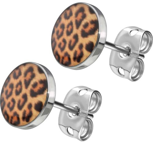 FILANGO 1 Paar Chirurgenstahl Ohrstecker Schmuck LEO Print Farb und Größenauswahl