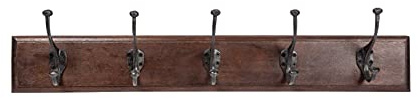 Biscottini Porte-Manteau pour Vetements en Bois Massif et Fer forgé Finition Murale Noyer L76xPR13xH22 cm