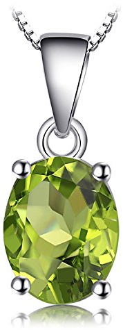 JewelryPalace Oval Echt Edelstein Amethyst Citrin Garnet Peridot Topas Solitär Anhänger 45CM, Kette mit Naturstein Schmuck Set, Halskette Damen Silber 925 Collier Damen, Schmuck Mädchen Rosegold Gold