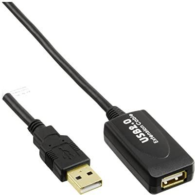 InLine 34607I USB 2.0 Aktiv-Verlängerung, mit Signalverstärkung Repeater, Stecker A an Buchse A, 7,5m