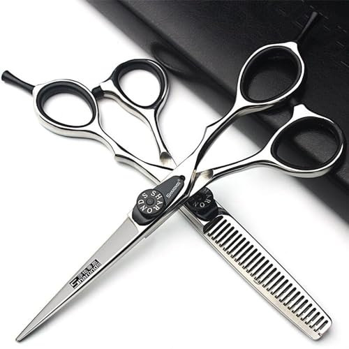 Ciseaux de coupe laser 5.5 ciseaux de cheveux pouces de coiffeur professionnel 440C japonais et ciseaux à effiler cheveux costume (scissors set)