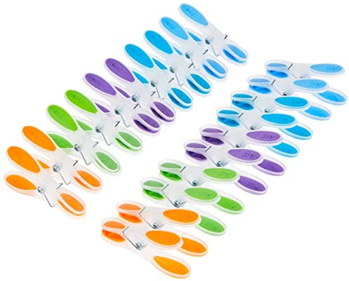 VILEDA Soft Peg, Mollette da Bucato, con Impugnatura Morbida, con Molla Zincata, Resina, Multicolore, 3 x 1.8 x 8.5 cm | 20 pezzi