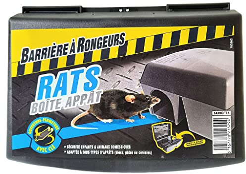 BARRIERE A RONGEURS Boîte appât Rats, Prête à garnir et Rechargeable, Clé Incluse, BARBOITRA