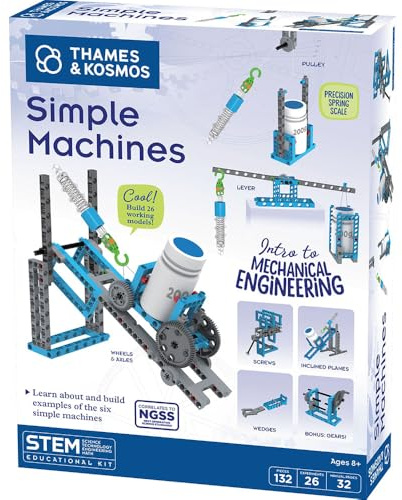 Thames & Kosmos Simple Machines Science Experiment & Model Building Kit, Introduction to Mechanical Physics, Build 26 Models to Investigate The 6 Classic Simple Machines