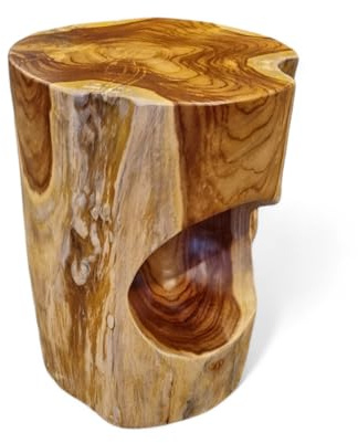 Kinaree Wurzelholz Beistelltisch SALAVAN - 42cm massiver Teak Hocker, geeignet als Podest, Blumenständer oder Nachttisch für Wohnzimmer, Flur, Diele, Schlafzimmer oder auch Wintergarten