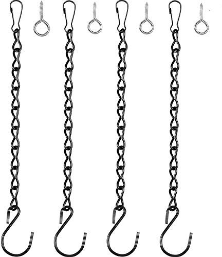 Super Idee 4er Set Stahl Kette mit S Haken und Karabiner Ersetztbar Schraubhaken zum Aufhängen für Vogelhaus Vogelfutterhaus Wildvogelfutter Nistkasten Blumenampel Laternen Windlicht mit Henkel